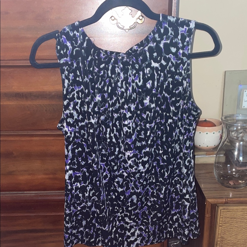 Calvin Klein Purple and Black Patterned Blouse